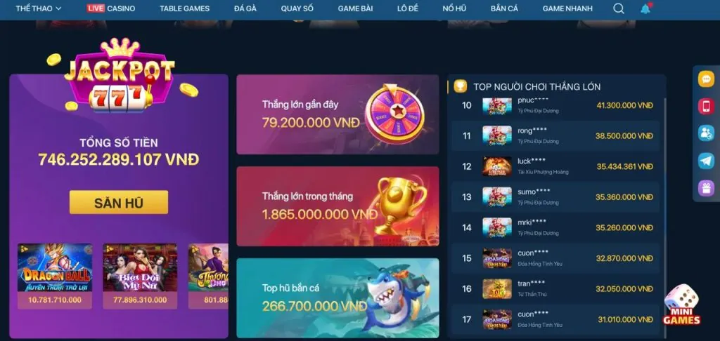 Trưng bày các trò chơi sòng bạc trực tuyến của BIG88